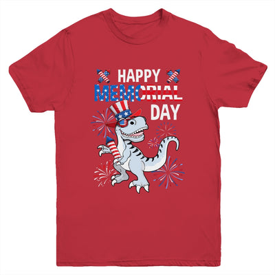 Happy Memorial Day 4th Of July Dinosaur US American Flag Youth Shirt | siriusteestore