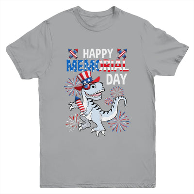 Happy Memorial Day 4th Of July Dinosaur US American Flag Youth Shirt | siriusteestore