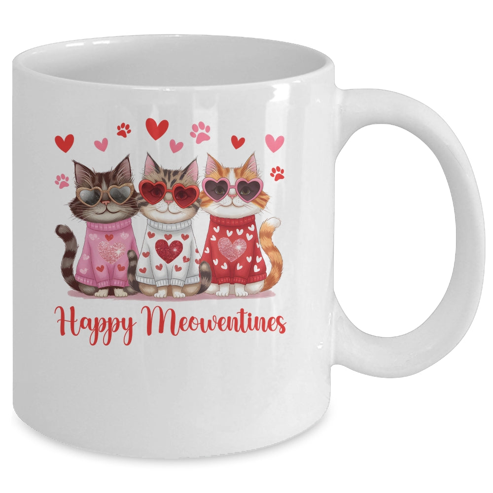 Happy Meowentine's Day Funny Girls Cat Valentines Women Mug | siriusteestore