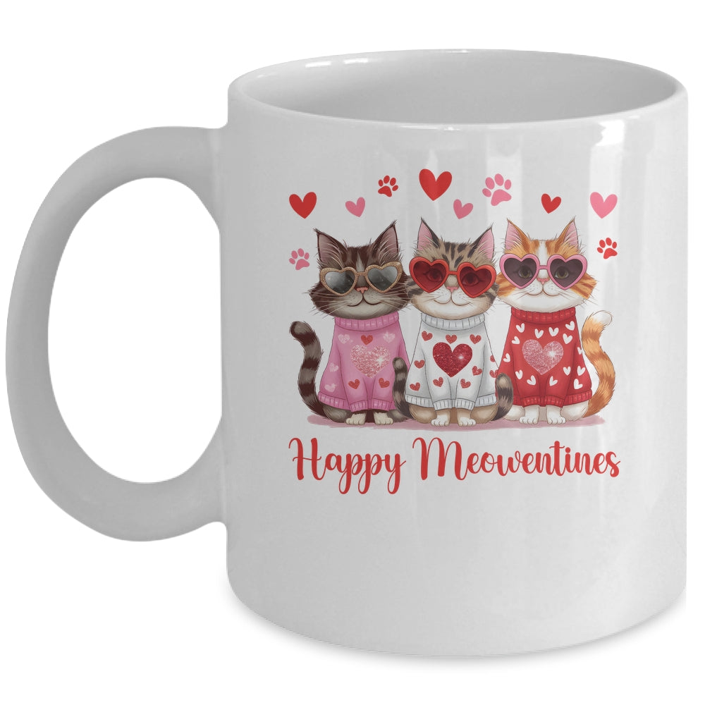 Happy Meowentine's Day Funny Girls Cat Valentines Women Mug | siriusteestore