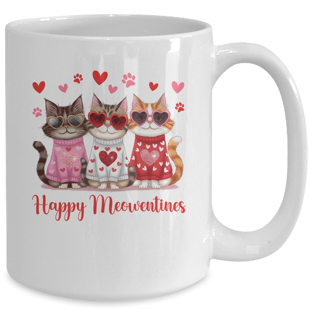 Happy Meowentine's Day Funny Girls Cat Valentines Women Mug | siriusteestore