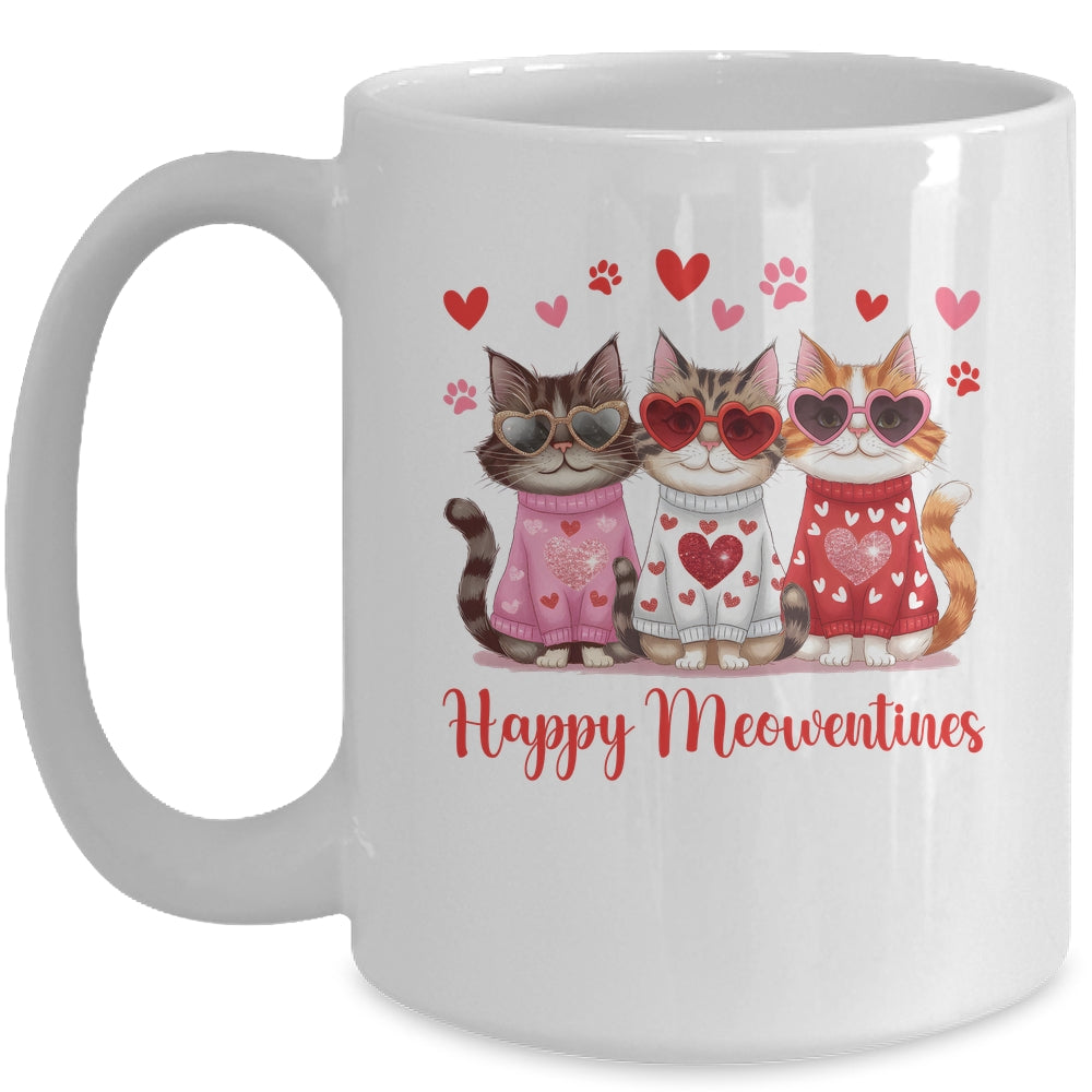Happy Meowentine's Day Funny Girls Cat Valentines Women Mug | siriusteestore