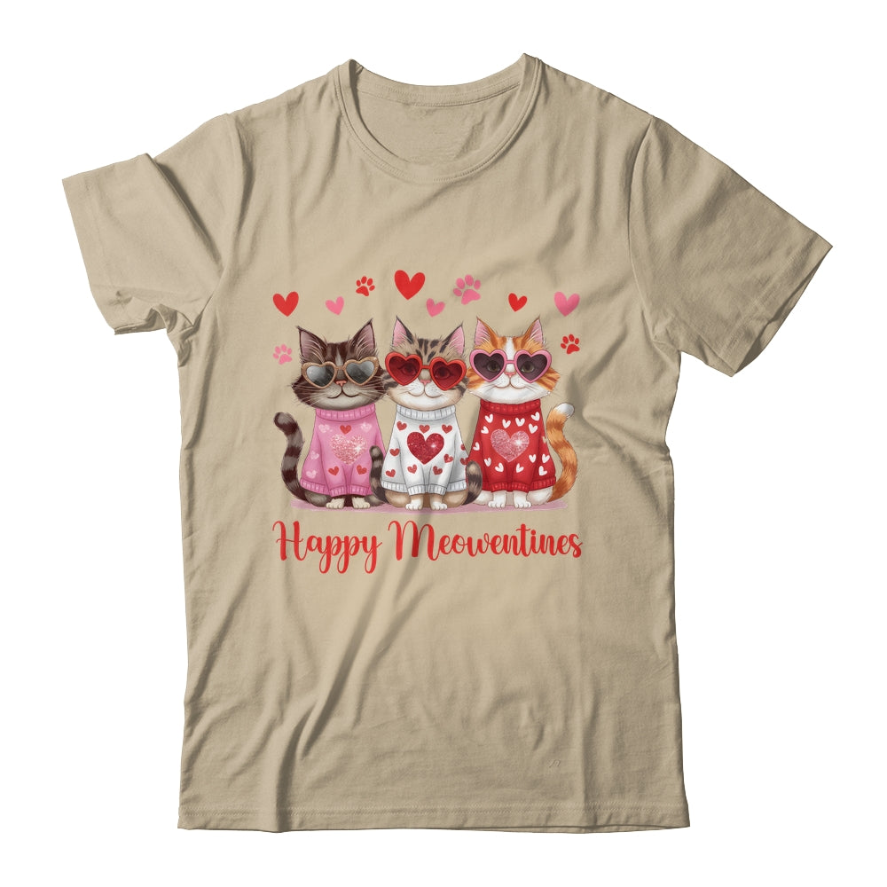 Happy Meowentine's Day Funny Girls Cat Valentines Women Shirt & Tank Top | siriusteestore