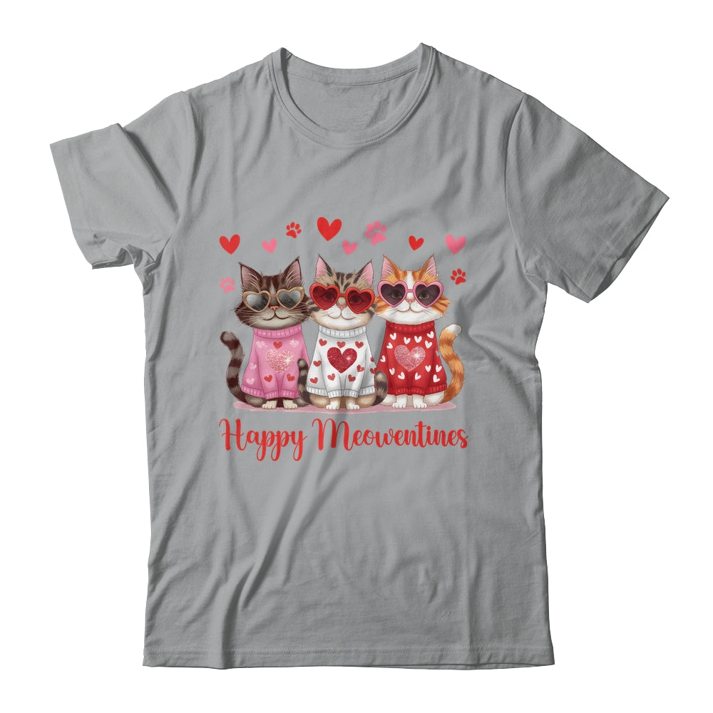 Happy Meowentine's Day Funny Girls Cat Valentines Women Shirt & Tank Top | siriusteestore