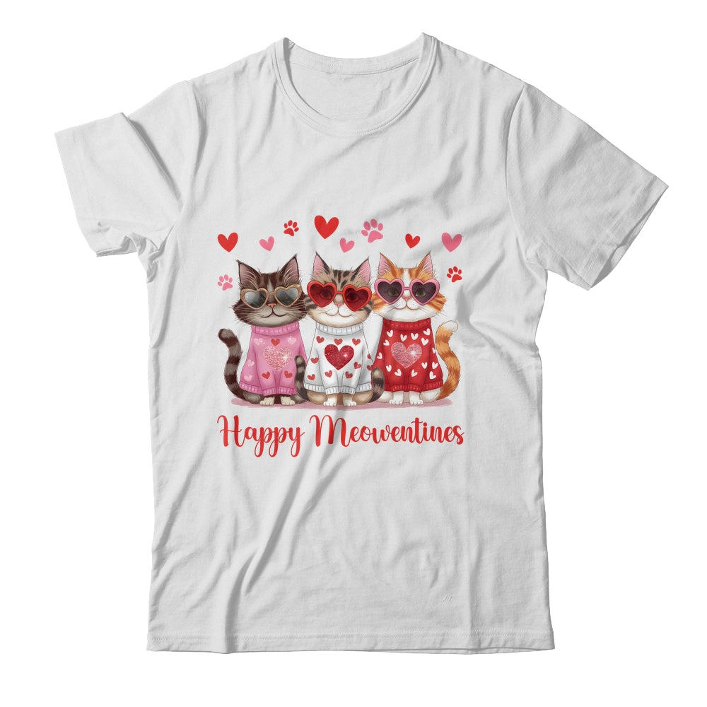 Happy Meowentine's Day Funny Girls Cat Valentines Women Shirt & Tank Top | siriusteestore