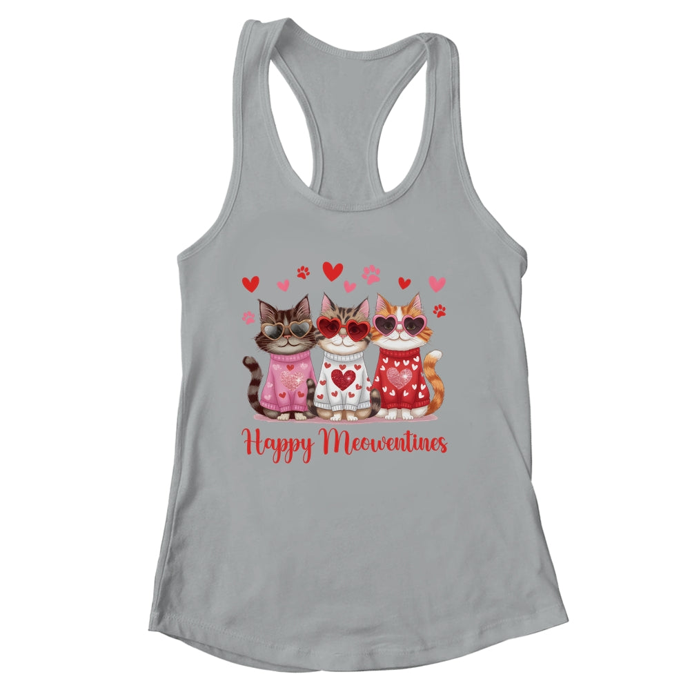 Happy Meowentine's Day Funny Girls Cat Valentines Women Shirt & Tank Top | siriusteestore