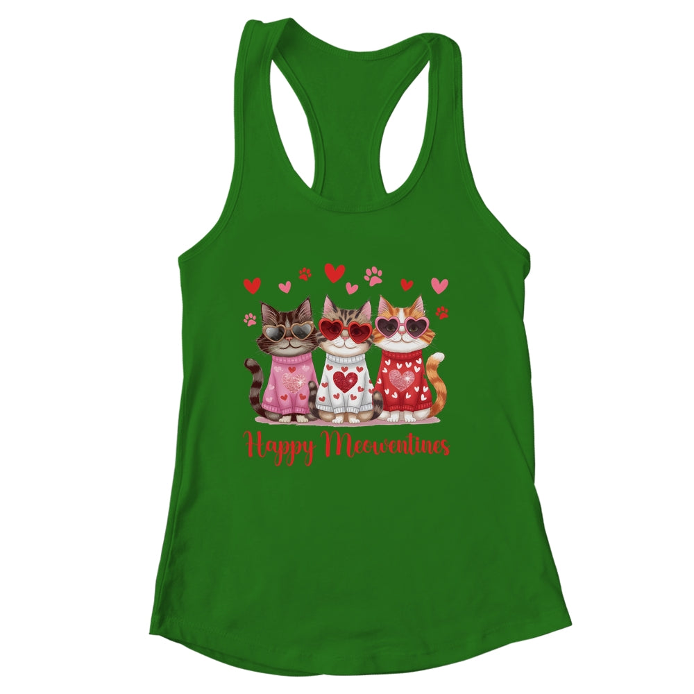 Happy Meowentine's Day Funny Girls Cat Valentines Women Shirt & Tank Top | siriusteestore
