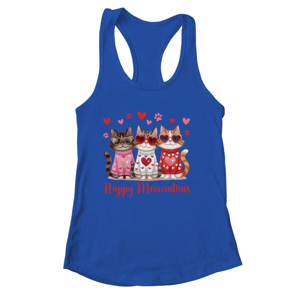 Happy Meowentine's Day Funny Girls Cat Valentines Women Shirt & Tank Top | siriusteestore