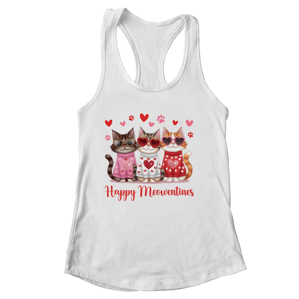 Happy Meowentine's Day Funny Girls Cat Valentines Women Shirt & Tank Top | siriusteestore