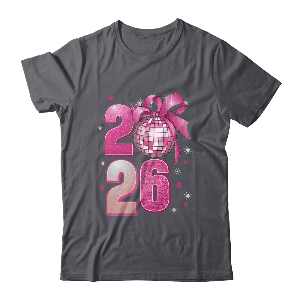 Happy New Year 2026 Disco Ball Pink Coquette Bow Family Shirt & Hoodie | siriusteestore
