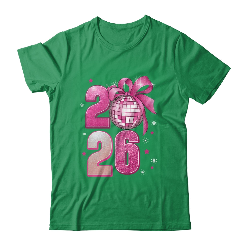 Happy New Year 2026 Disco Ball Pink Coquette Bow Family Shirt & Hoodie | siriusteestore