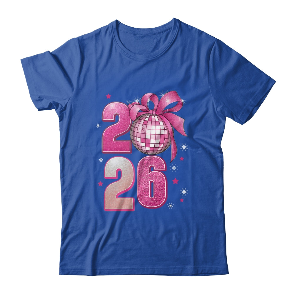 Happy New Year 2026 Disco Ball Pink Coquette Bow Family Shirt & Hoodie | siriusteestore