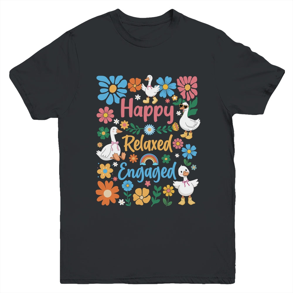 Happy Relaxed Engaged ABA Behavior Analyst Floral Goose Youth Shirt | siriusteestore