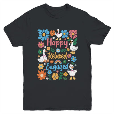 Happy Relaxed Engaged ABA Behavior Analyst Floral Goose Youth Shirt | siriusteestore
