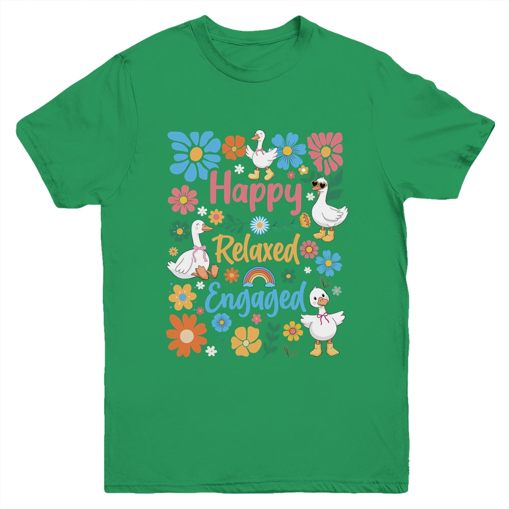 Happy Relaxed Engaged ABA Behavior Analyst Floral Goose Youth Shirt | siriusteestore