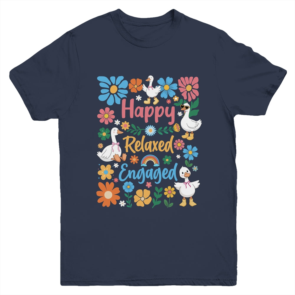 Happy Relaxed Engaged ABA Behavior Analyst Floral Goose Youth Shirt | siriusteestore
