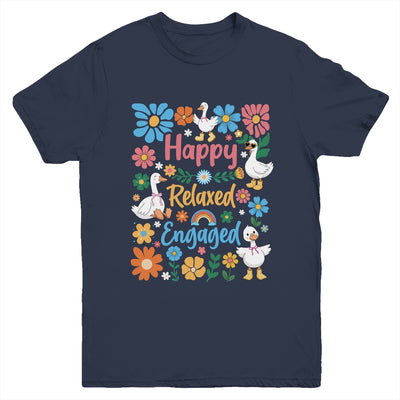 Happy Relaxed Engaged ABA Behavior Analyst Floral Goose Youth Shirt | siriusteestore