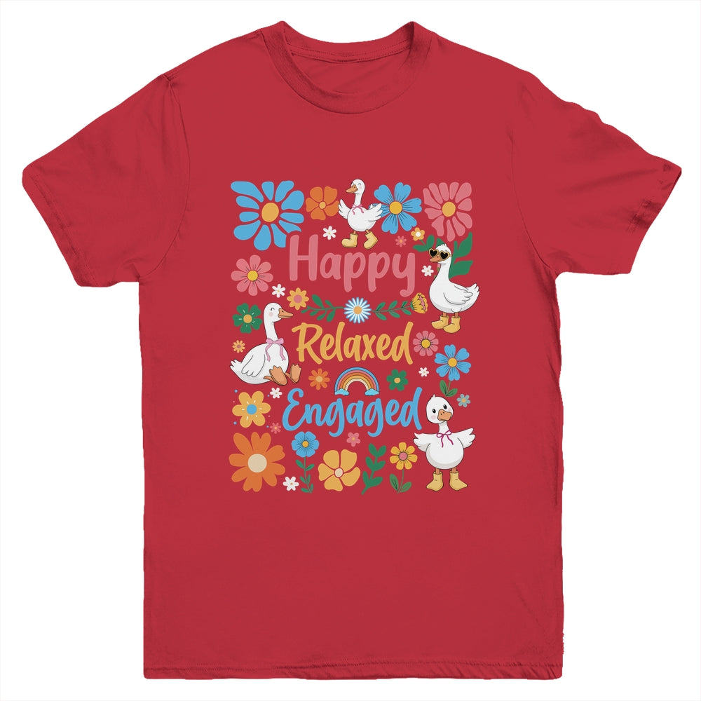 Happy Relaxed Engaged ABA Behavior Analyst Floral Goose Youth Shirt | siriusteestore