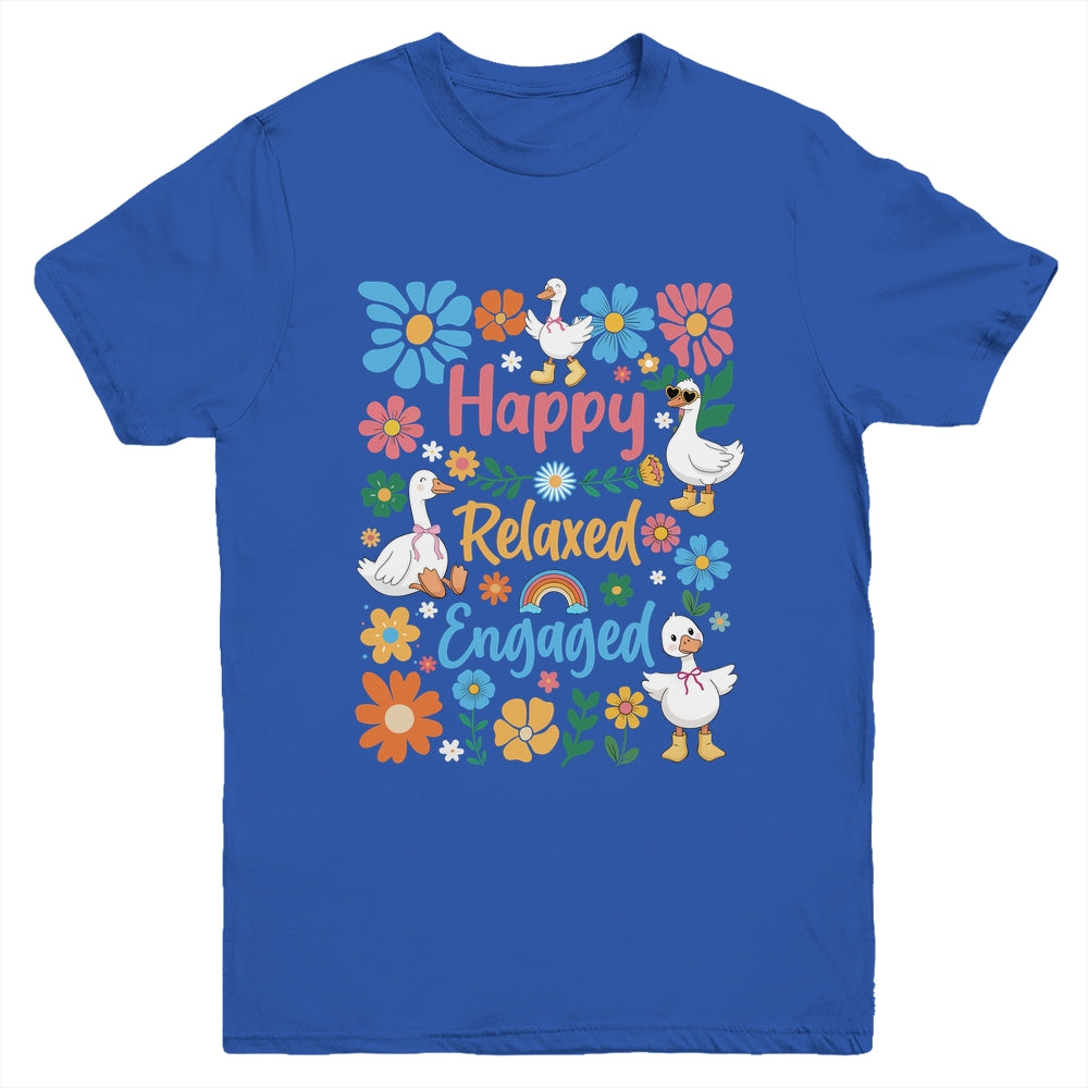 Happy Relaxed Engaged ABA Behavior Analyst Floral Goose Youth Shirt | siriusteestore