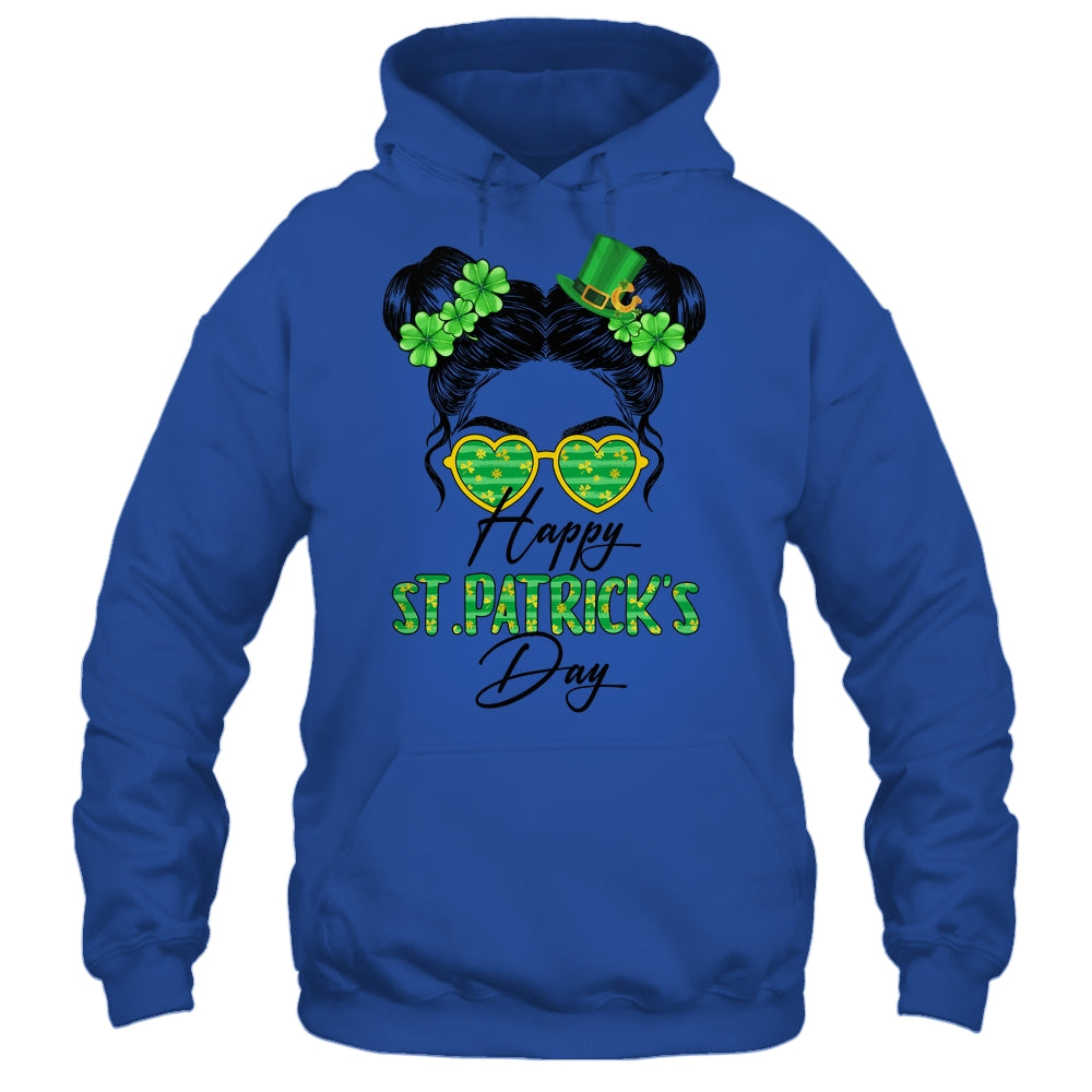 Happy Saint Patricks Day Messy Bun Hair Saint Paddys Girls Shirt & Tank Top | siriusteestore