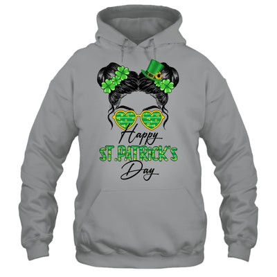 Happy Saint Patricks Day Messy Bun Hair Saint Paddys Girls Shirt & Tank Top | siriusteestore
