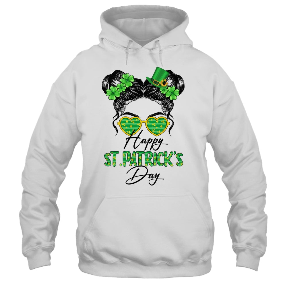 Happy Saint Patricks Day Messy Bun Hair Saint Paddys Girls Shirt & Tank Top | siriusteestore