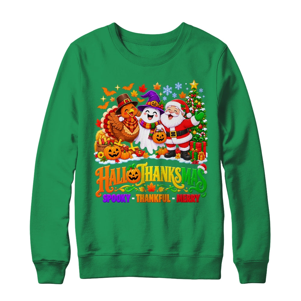 Happy Spooky Halloween Thankful Thanksgiving Merry Christmas Shirt & Sweatshirt | siriusteestore