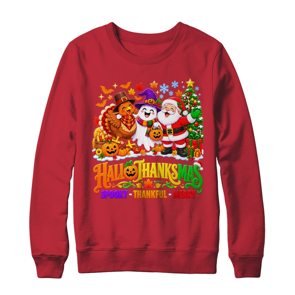 Happy Spooky Halloween Thankful Thanksgiving Merry Christmas Shirt & Sweatshirt | siriusteestore