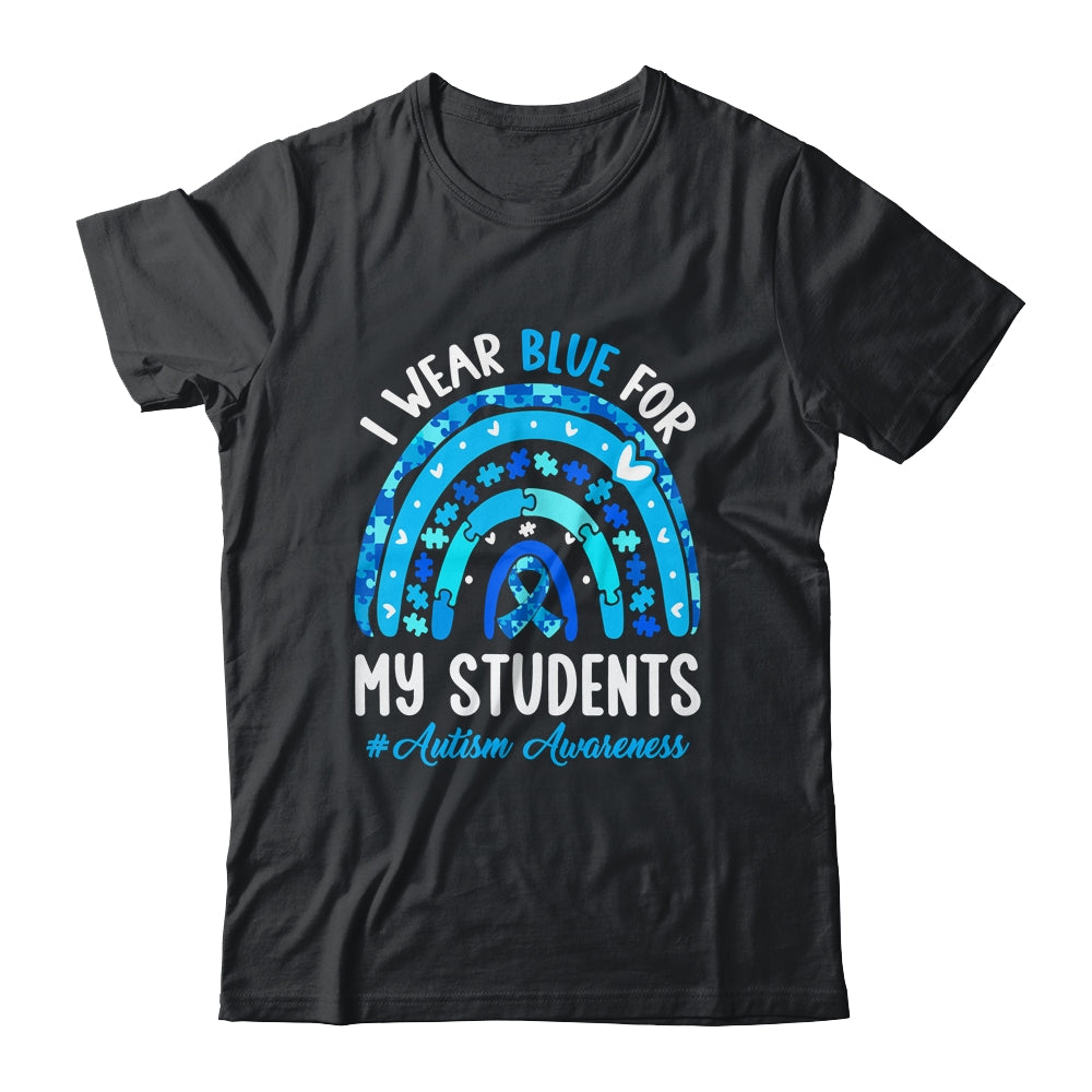 Happy Teacher I Wear Blue For My Students Autism Awarenes Shirt & Tank Top | siriusteestore