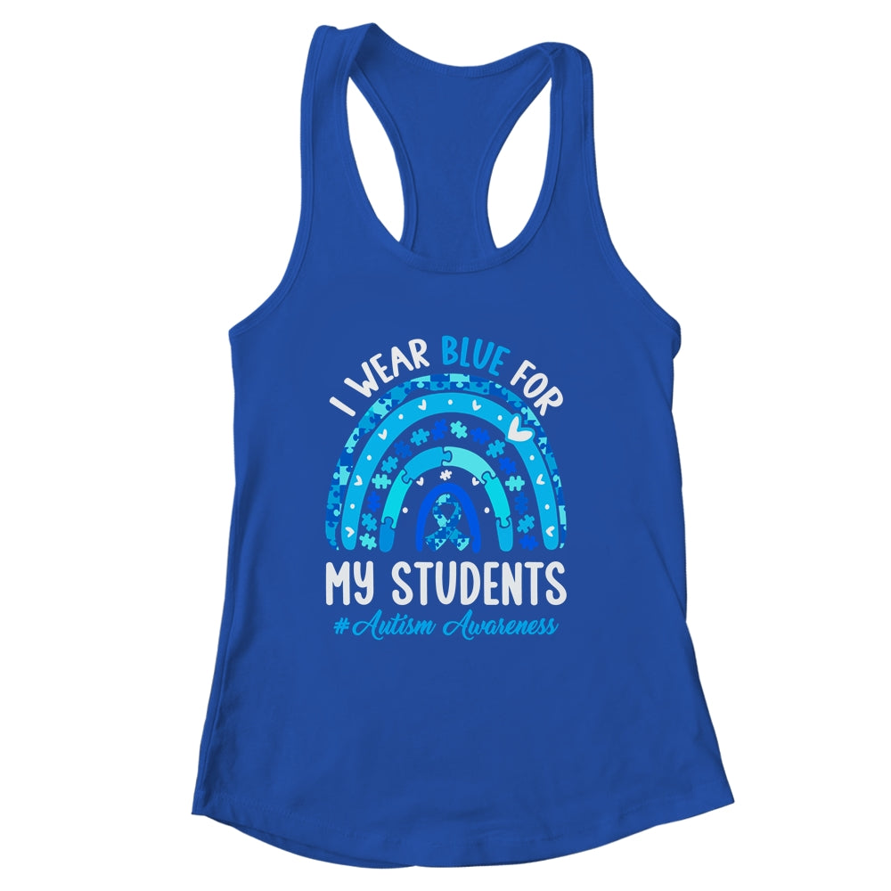 Happy Teacher I Wear Blue For My Students Autism Awarenes Shirt & Tank Top | siriusteestore