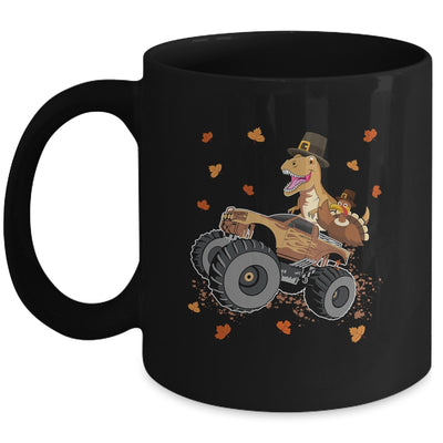 Happy Thanksgiving Dinosaur Turkey Riding Truck Kids Boys Mug | siriusteestore