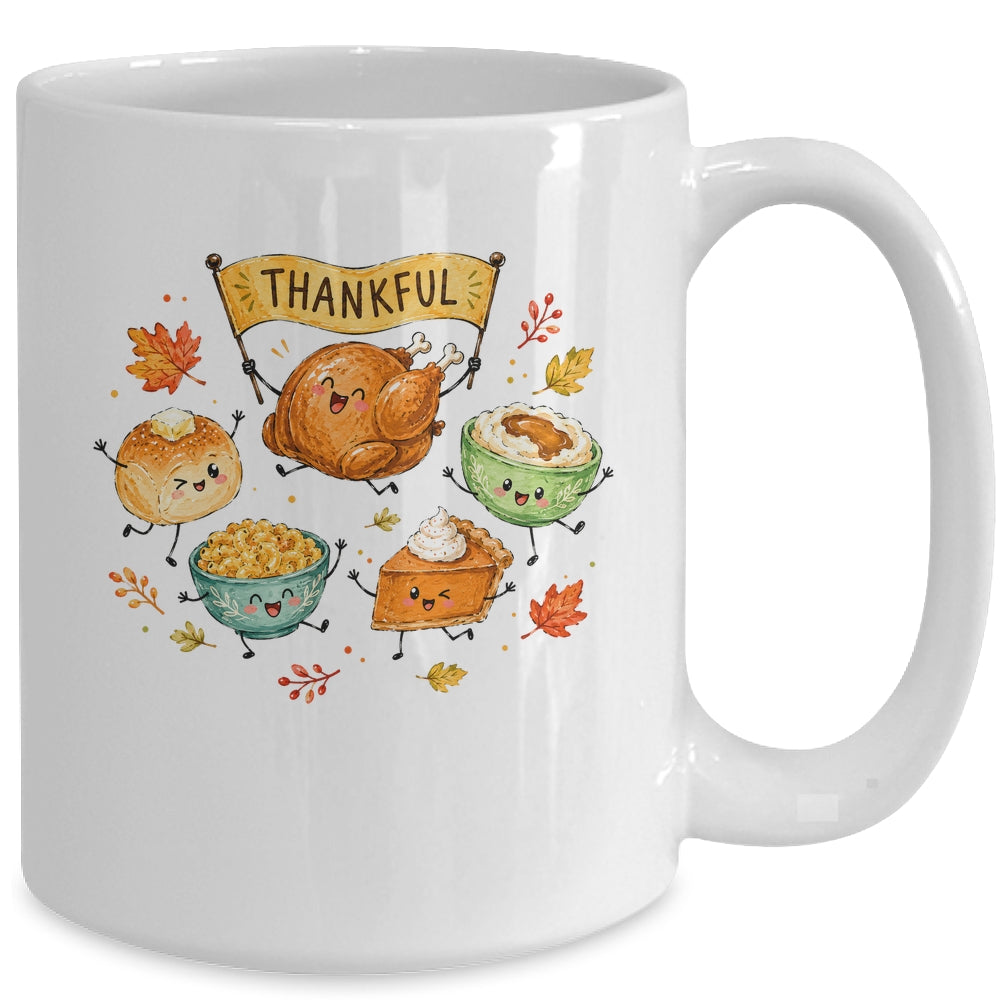 Happy Thanksgiving Doodles Cute Food Characters Funny Fall Mug | siriusteestore