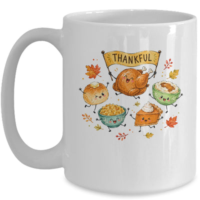 Happy Thanksgiving Doodles Cute Food Characters Funny Fall Mug | siriusteestore