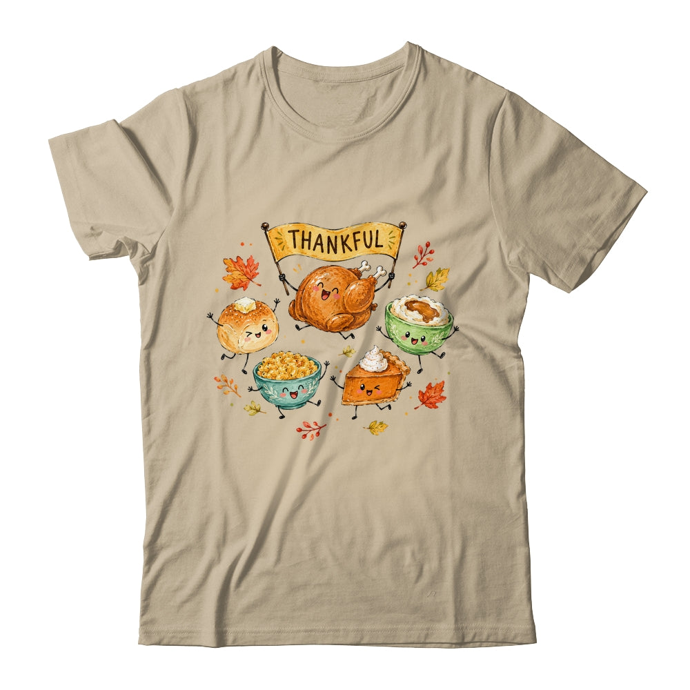 Happy Thanksgiving Doodles Cute Food Characters Funny Fall Shirt & Sweatshirt | siriusteestore
