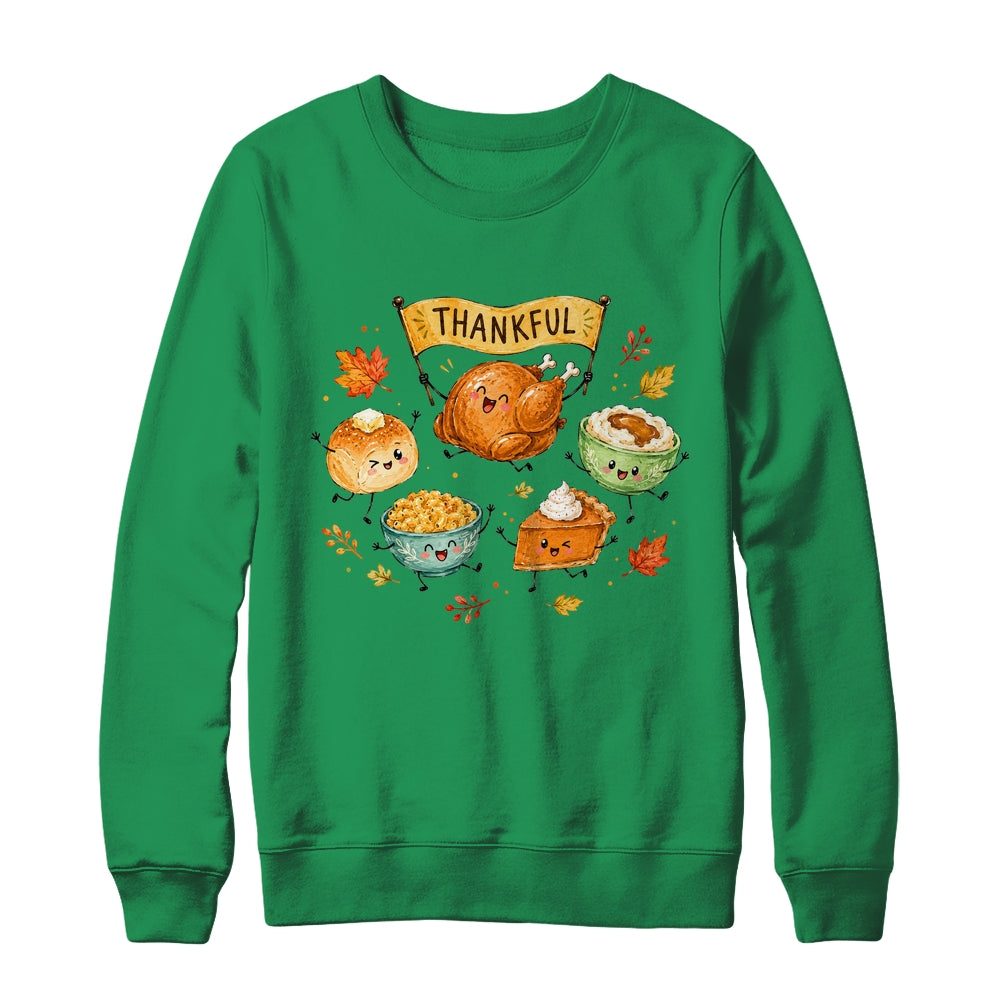 Happy Thanksgiving Doodles Cute Food Characters Funny Fall Shirt & Sweatshirt | siriusteestore