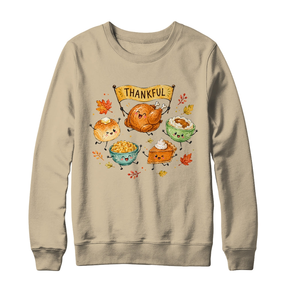 Happy Thanksgiving Doodles Cute Food Characters Funny Fall Shirt & Sweatshirt | siriusteestore