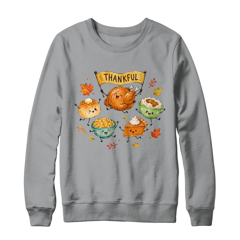 Happy Thanksgiving Doodles Cute Food Characters Funny Fall Shirt & Sweatshirt | siriusteestore