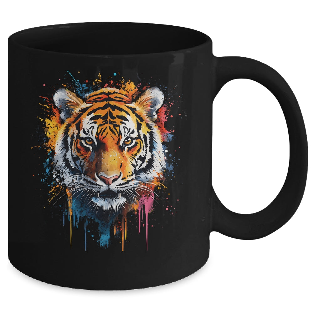 Happy Tiger Art Design For Women Men Tiger Face Cute Tiger Mug | siriusteestore