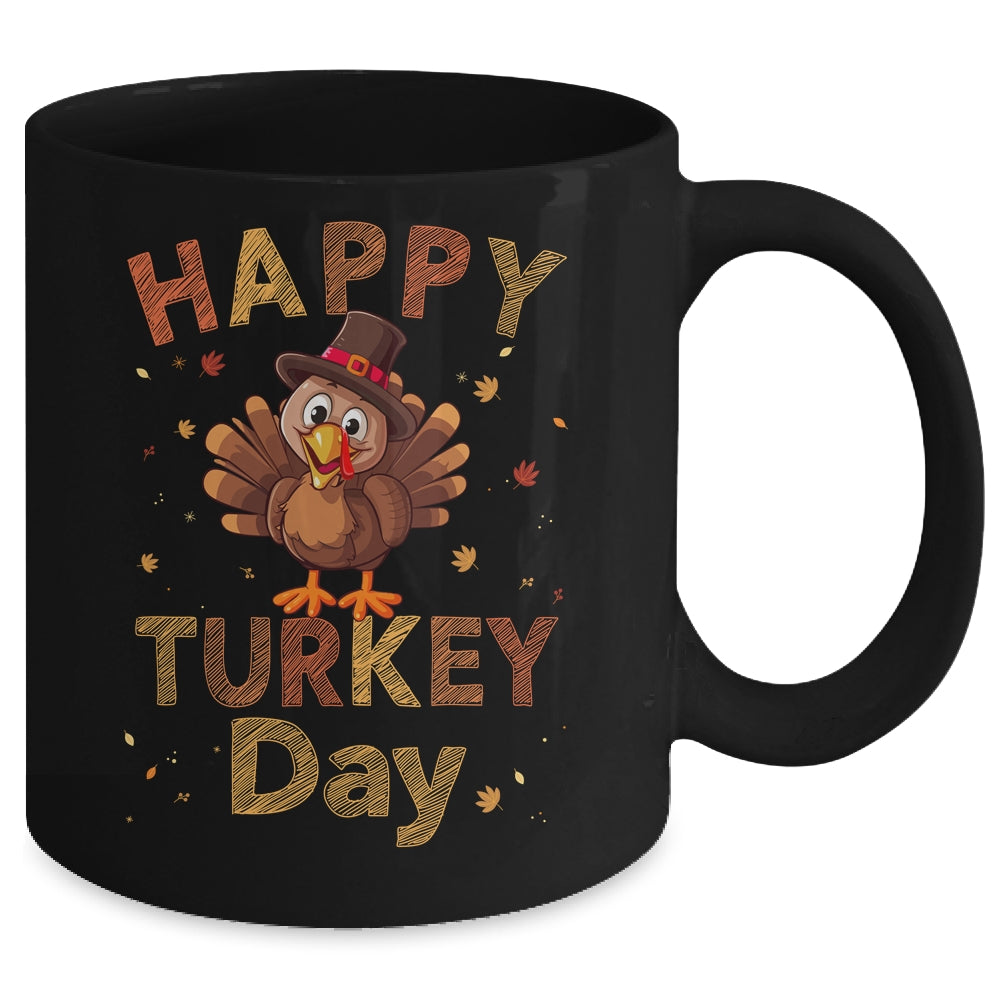 Happy Turkey Day 2023 Autumn Fall Thanksgiving Family Kids Mug | siriusteestore