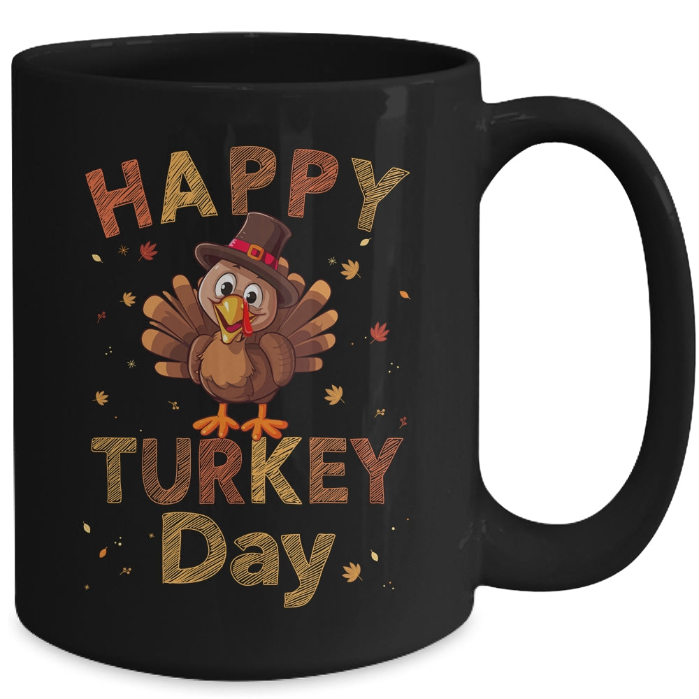 Happy Turkey Day 2023 Autumn Fall Thanksgiving Family Kids Mug | siriusteestore