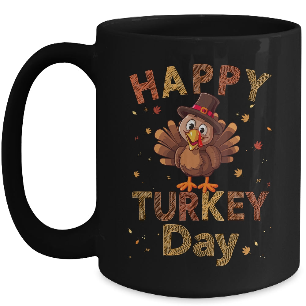 Happy Turkey Day 2023 Autumn Fall Thanksgiving Family Kids Mug | siriusteestore