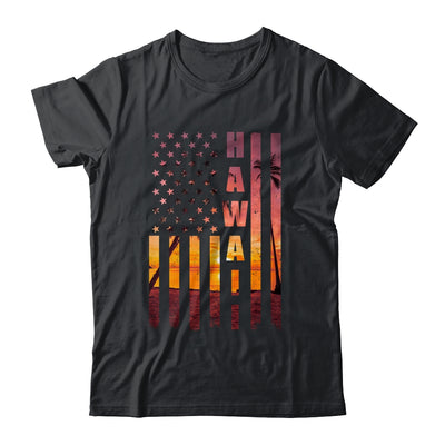 Hawaii Beach Sunset American Flag Hawaiian Island Travel Shirt & Tank Top | siriusteestore