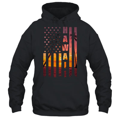 Hawaii Beach Sunset American Flag Hawaiian Island Travel Shirt & Tank Top | siriusteestore