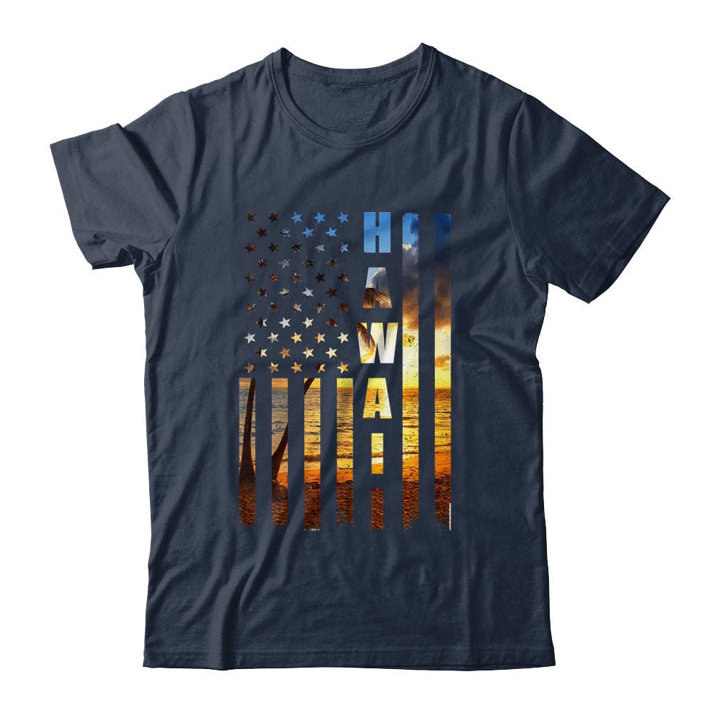 Hawaii Beach Sunset American Flag Hawaiian Island Trip Shirt & Tank Top | siriusteestore
