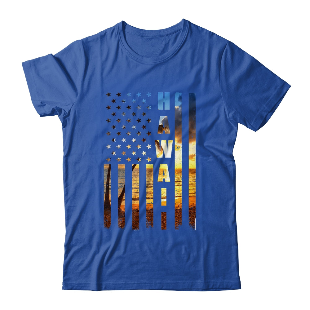 Hawaii Beach Sunset American Flag Hawaiian Island Trip Shirt & Tank Top | siriusteestore