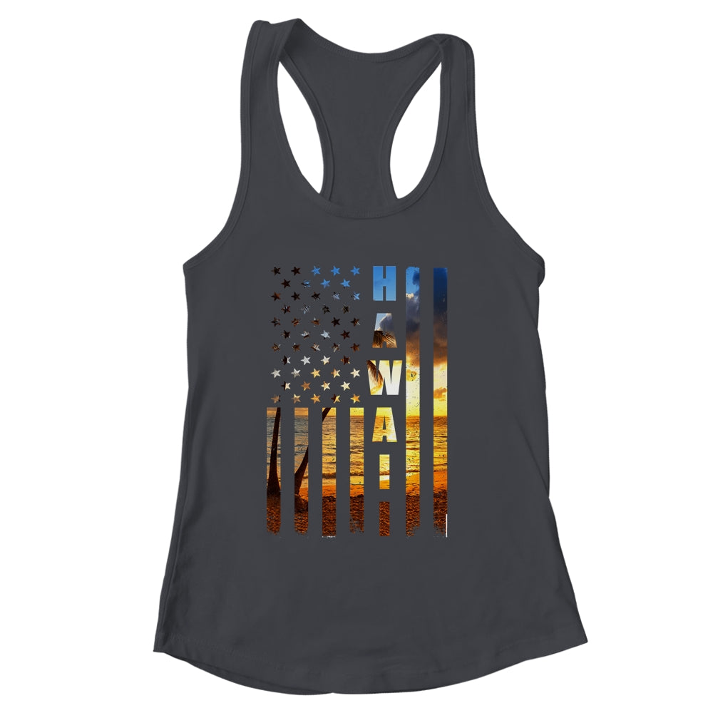 Hawaii Beach Sunset American Flag Hawaiian Island Trip Shirt & Tank Top | siriusteestore