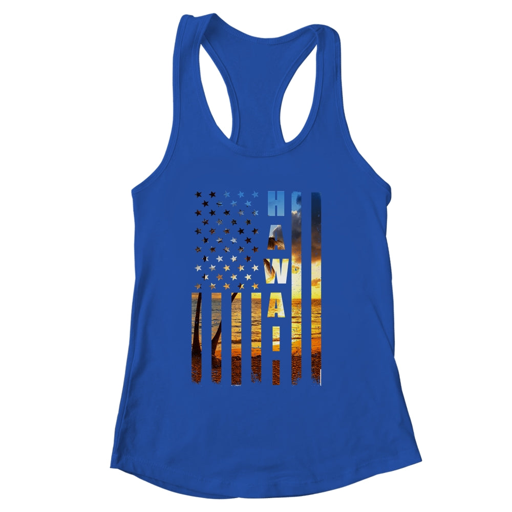 Hawaii Beach Sunset American Flag Hawaiian Island Trip Shirt & Tank Top | siriusteestore