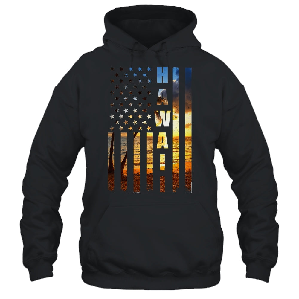 Hawaii Beach Sunset American Flag Hawaiian Island Trip Shirt & Tank Top | siriusteestore