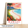 Hawaii Print Travel Poster Beach Sunset Tropical Aloha State Souvenir Wall Art Landscape Painting Picture Ideal Gift For Home Living Room Office Bedroom Decor Unframed | siriusteestore
