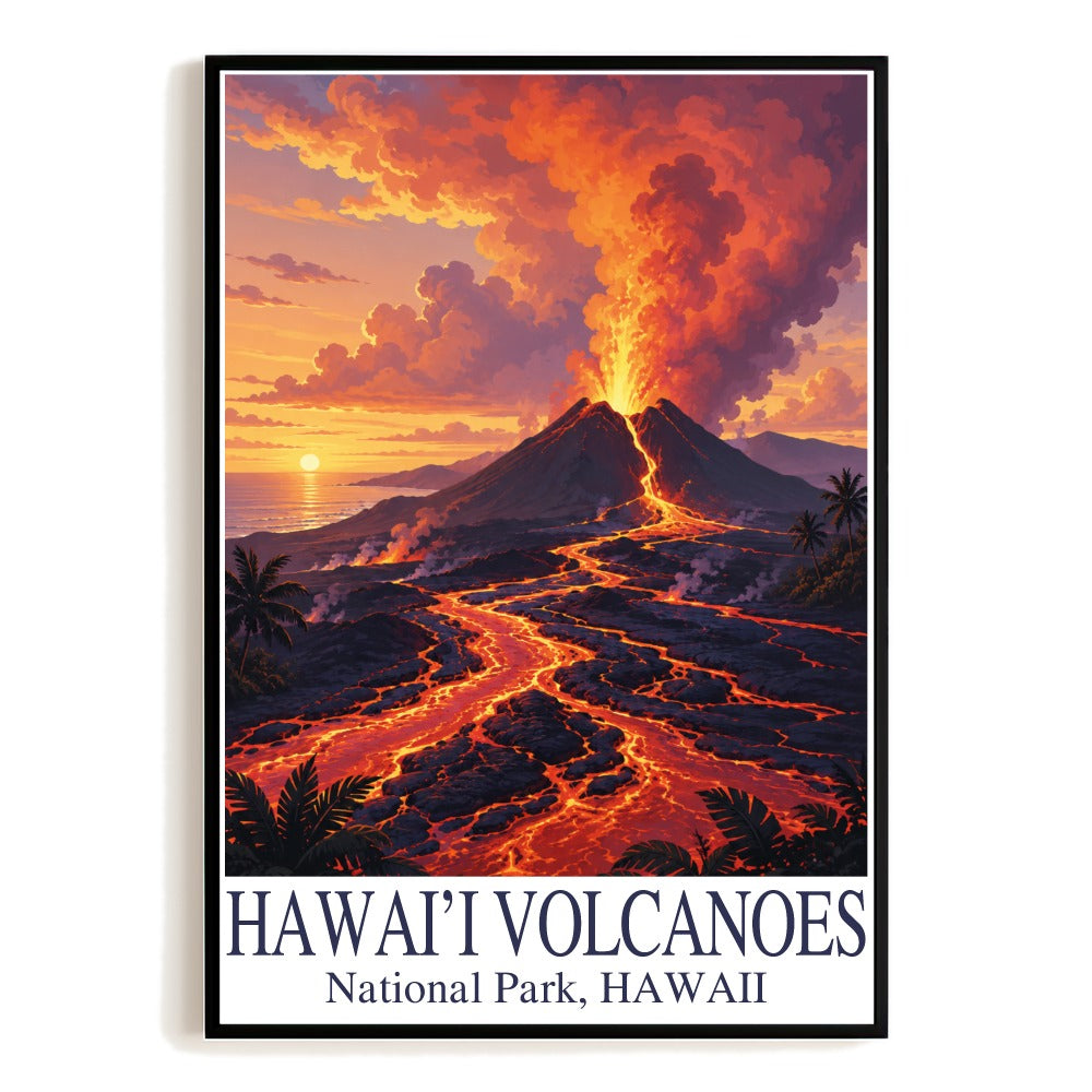 Hawaii Volcanoes National Park Souvenir Vintage Travel Gifts Poster Wall Art Decor Landscape Print Painting Picture For Home Living Room Office Bedroom Unframed | siriusteestore